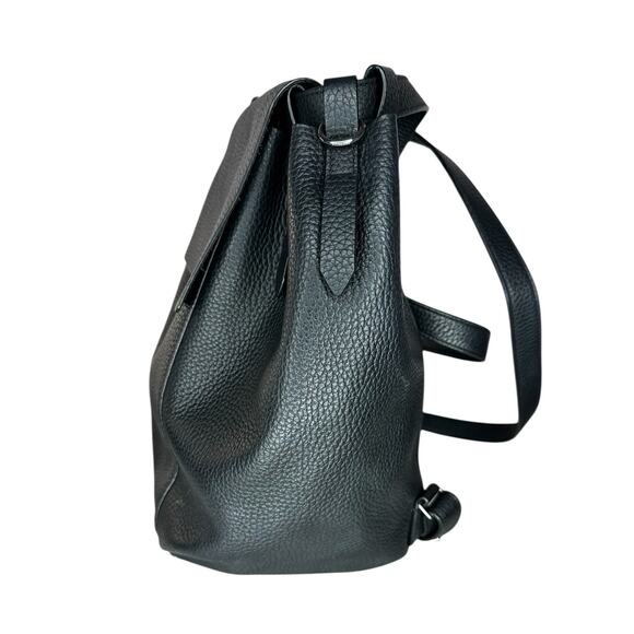 All Saints Large Black Pebbled Cow Hide Leather Backpack Purse Bag - Picture 3 of 12